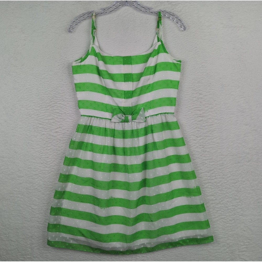 Lilly Pulitzer Womens Antonia Dress Green Awning Stripes Bow Detail Size 4
